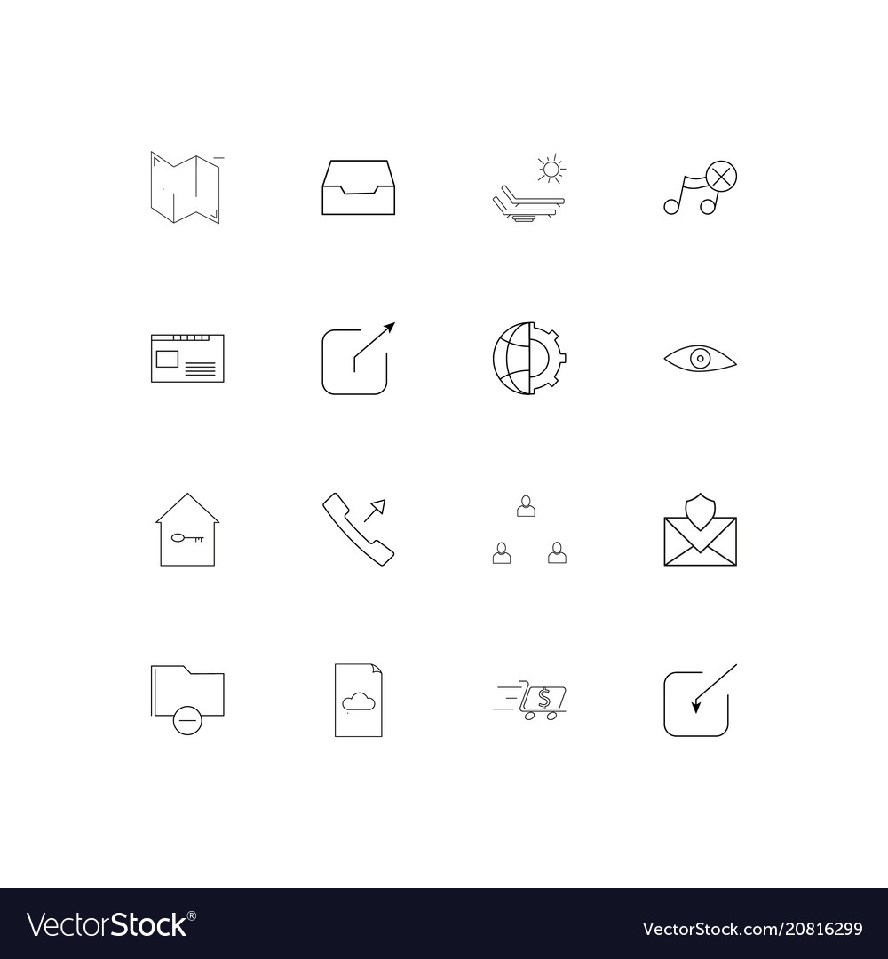 Interface linear thin icons set outlined simple