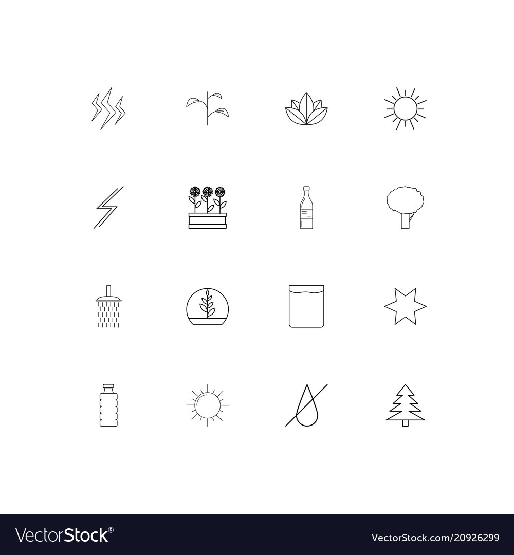 Nature linear thin icons set outlined simple