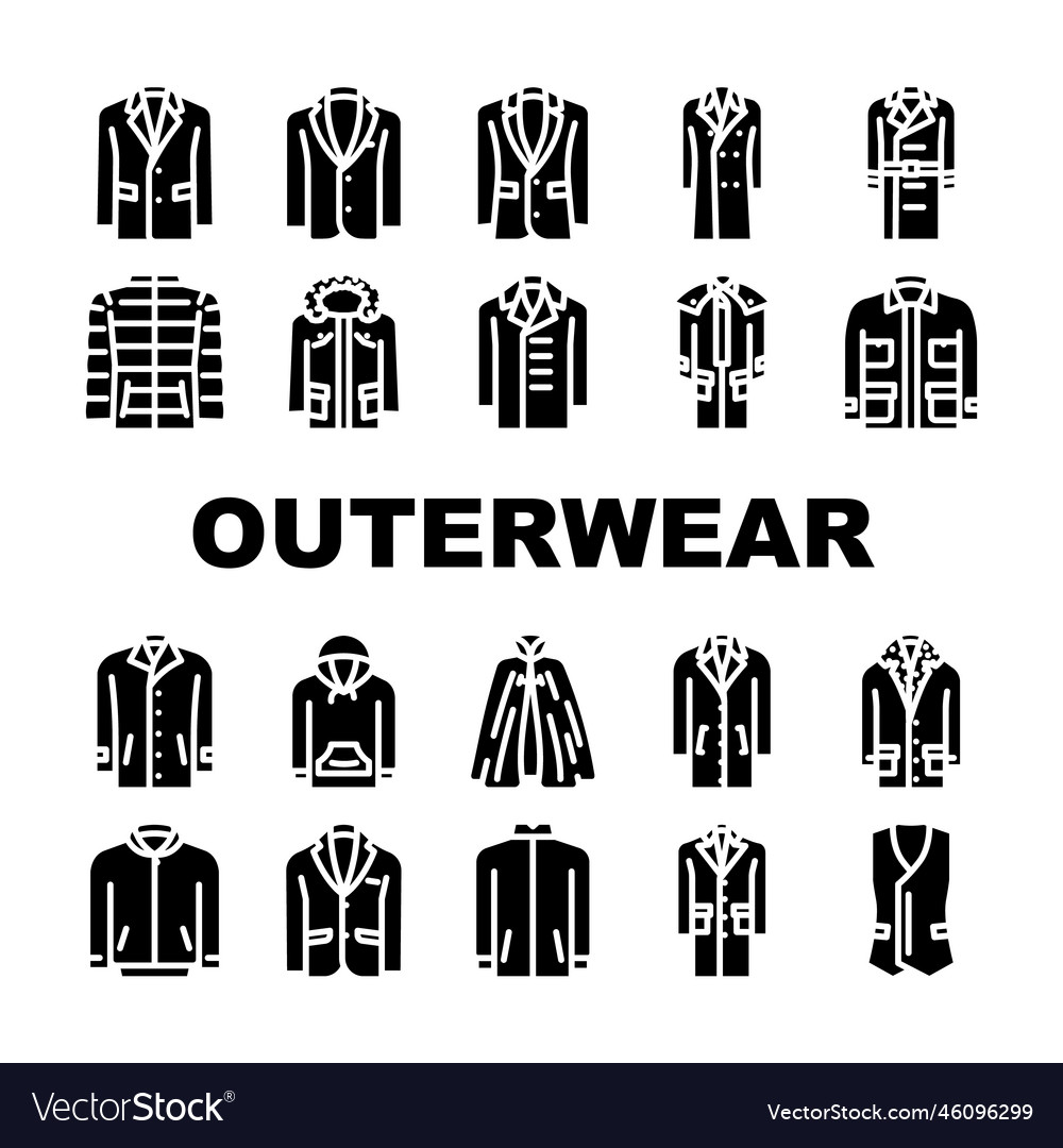 Outerwear male clothes icons set Royalty Free Vector Image