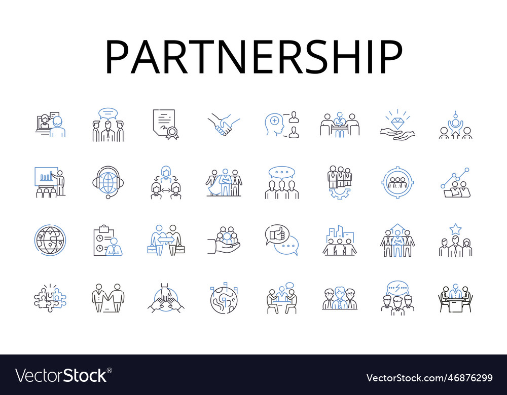 Partnership line icons collection alliance