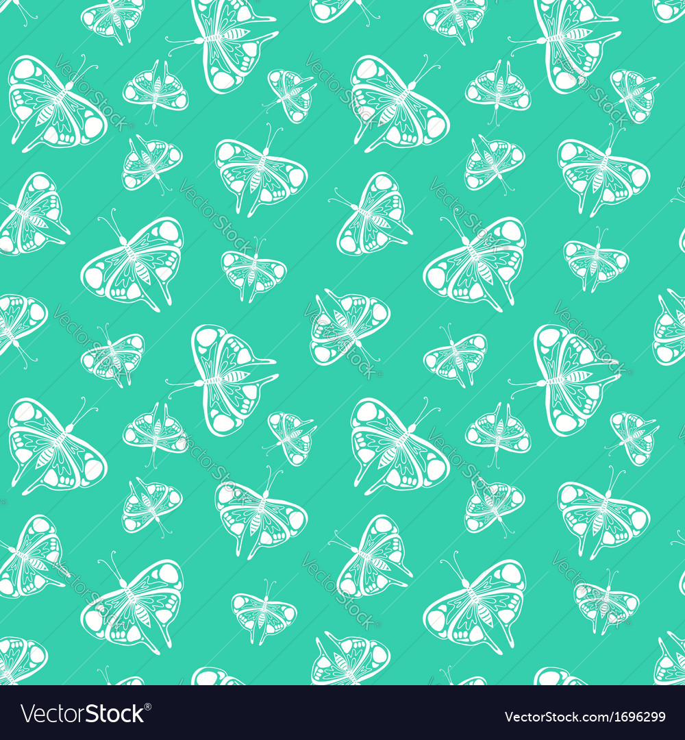 Pattern with white butterflies of random size