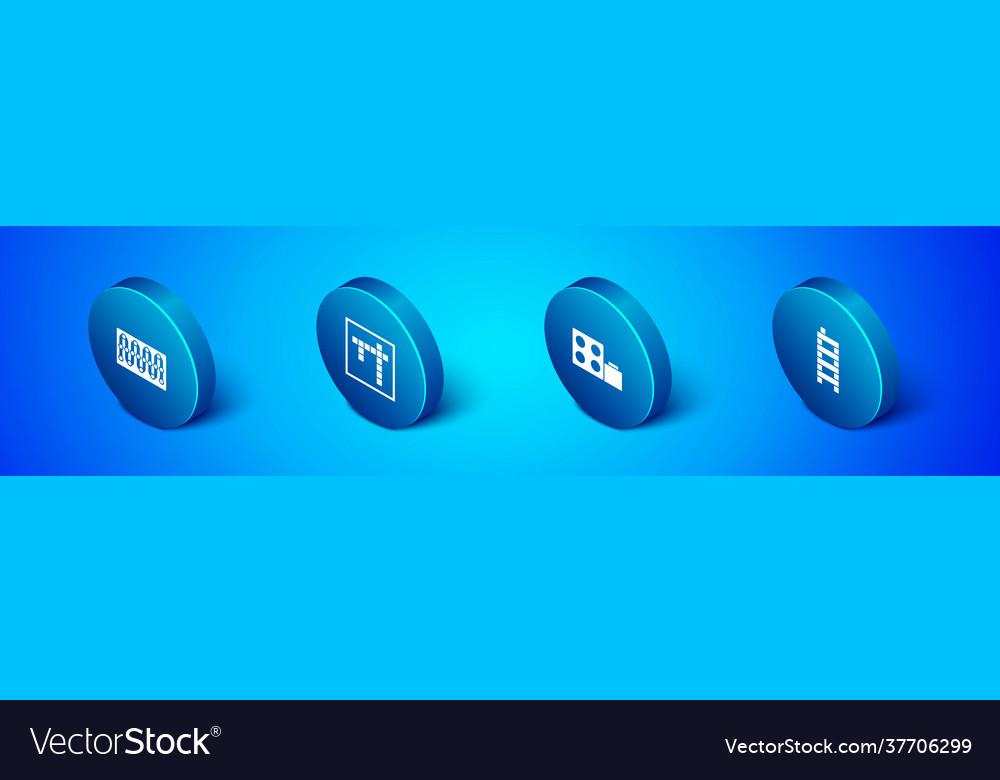 Set isometric board game toy building block vector image Set isometric board game toy building block