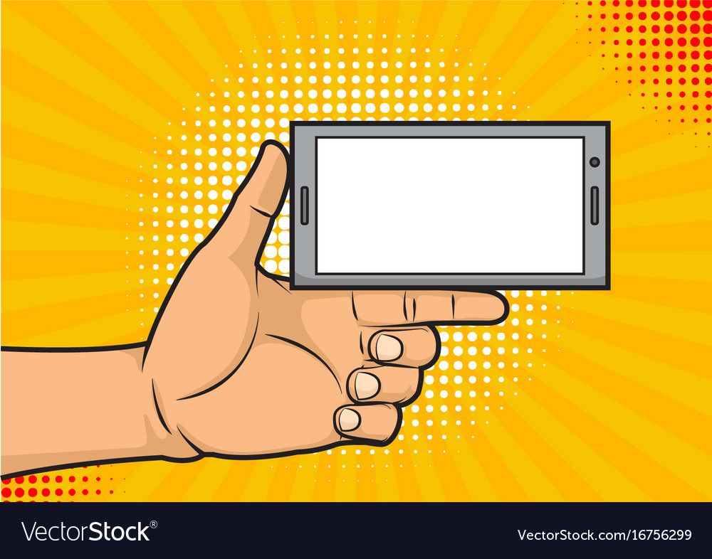 Thumb up holding a smartphone with empty screen