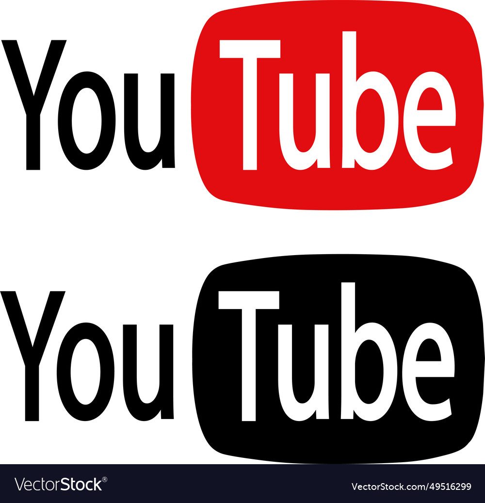 Youtube logo icon set flat or line Royalty Free Vector Image