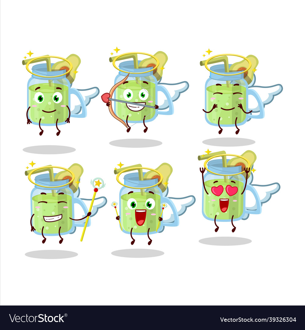 Avocado smoothie cartoon designs as a cute angel