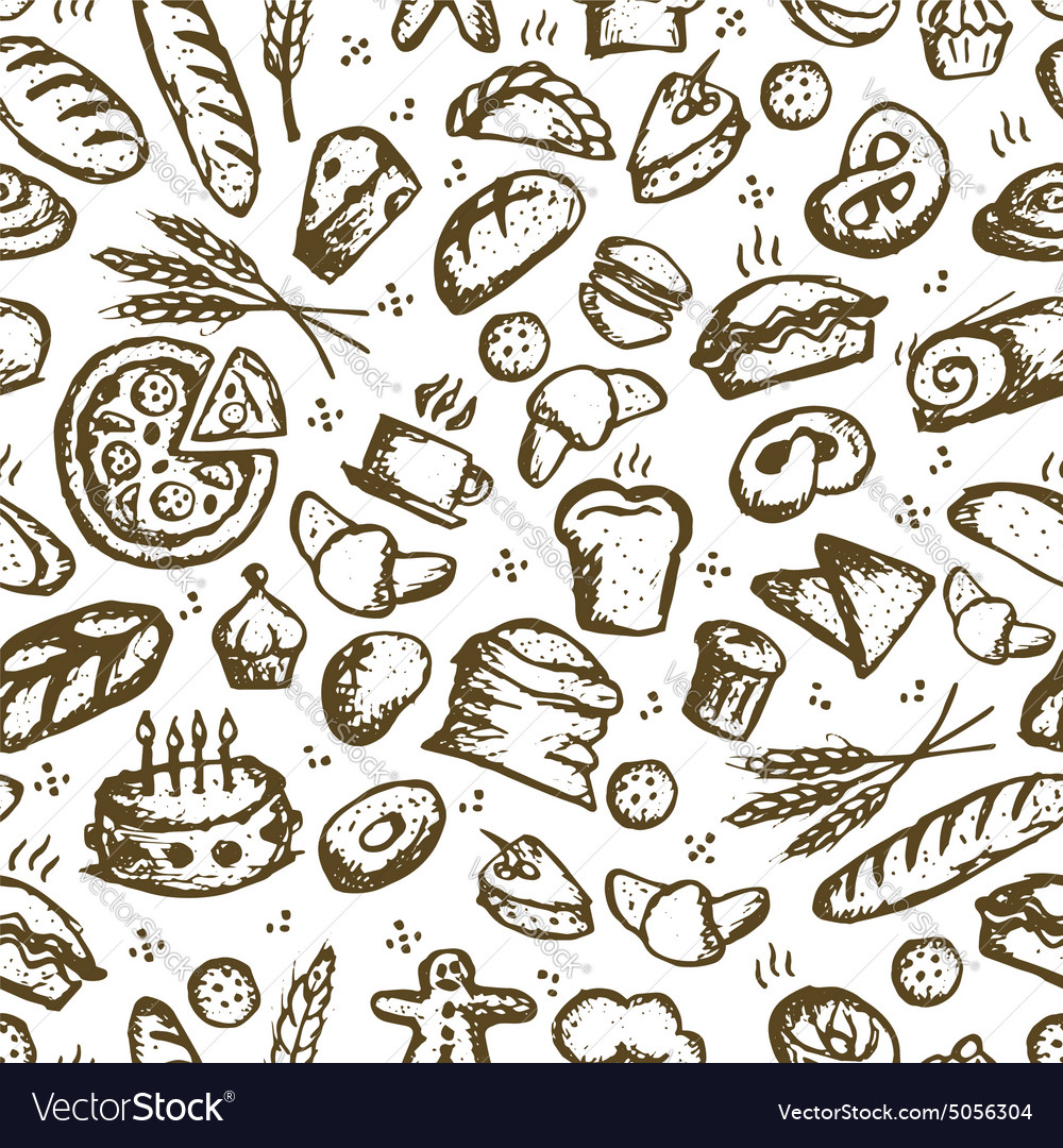 Bakery seamless pattern sketch background