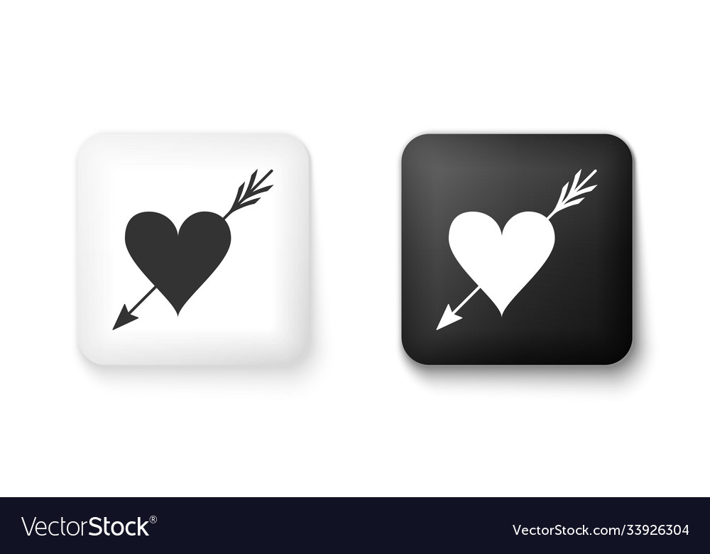 Schwarzes und weißes Amour-Symbol mit Herzpfeil