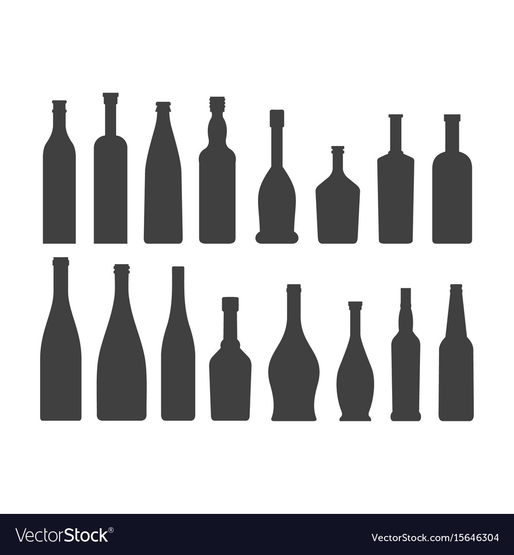 Bottle silhouette set isolated on white background