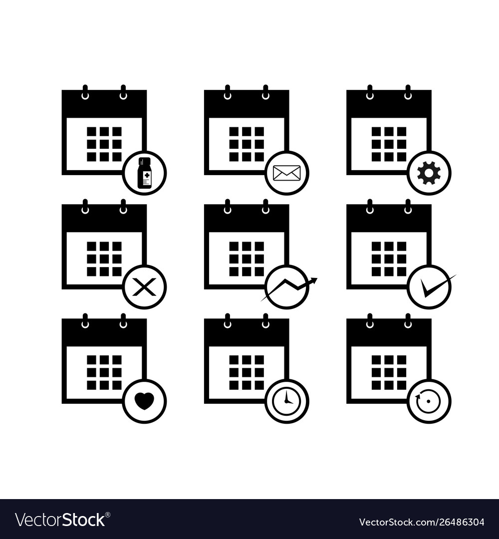 Calendar icons set for web design template vector image Calendar icons set for web design template