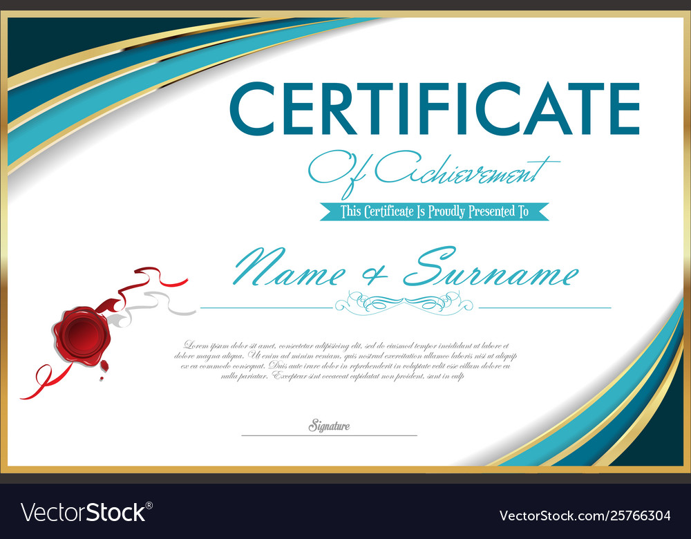 Certificate or diploma retro template 7 Royalty Free Vector