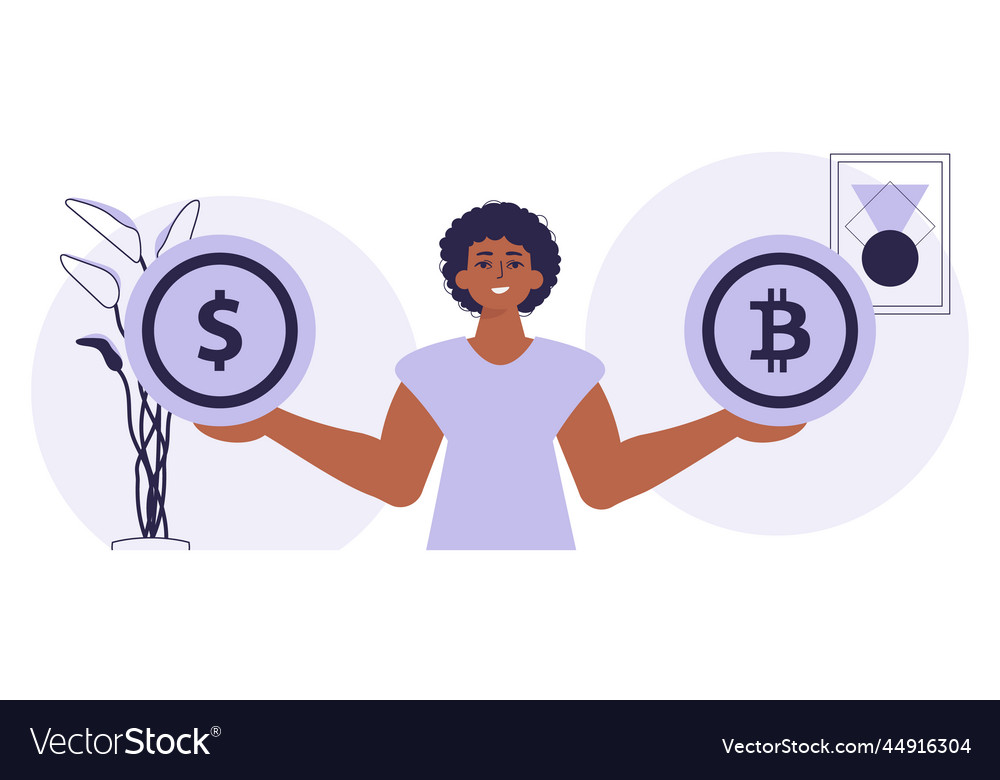 Concept of mining and extraction bitcoin a man Vector Image Concept of mining and extraction bitcoin a man