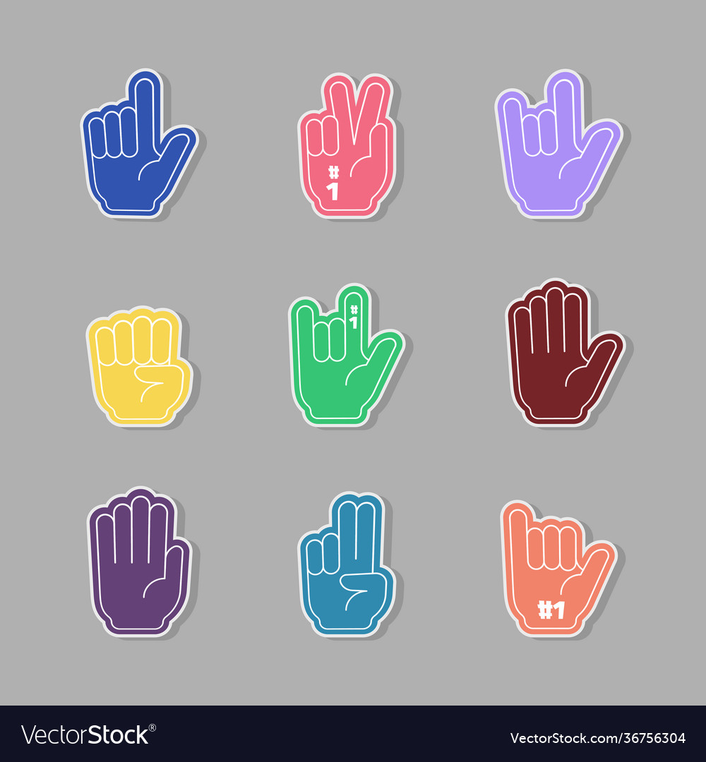 Fans gloves colored hands cheering sport Vector Image