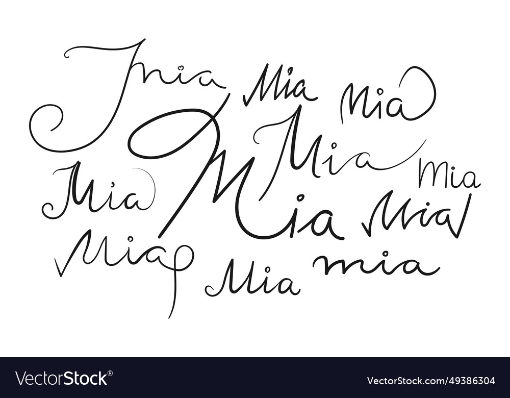 Female name mia written in different scripts