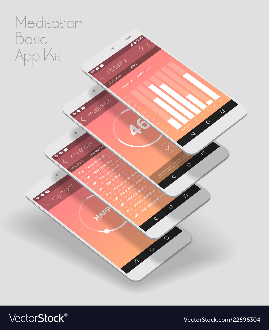 Flat design responsive ui mobile app with 3d