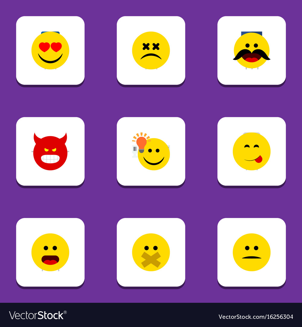 Flat icon expression set of cross-eyed face have