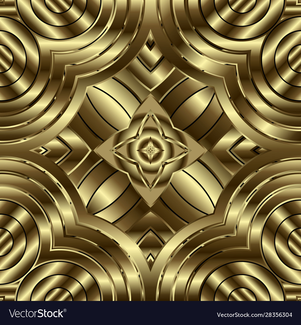 Gold textured 3d seamless pattern golden