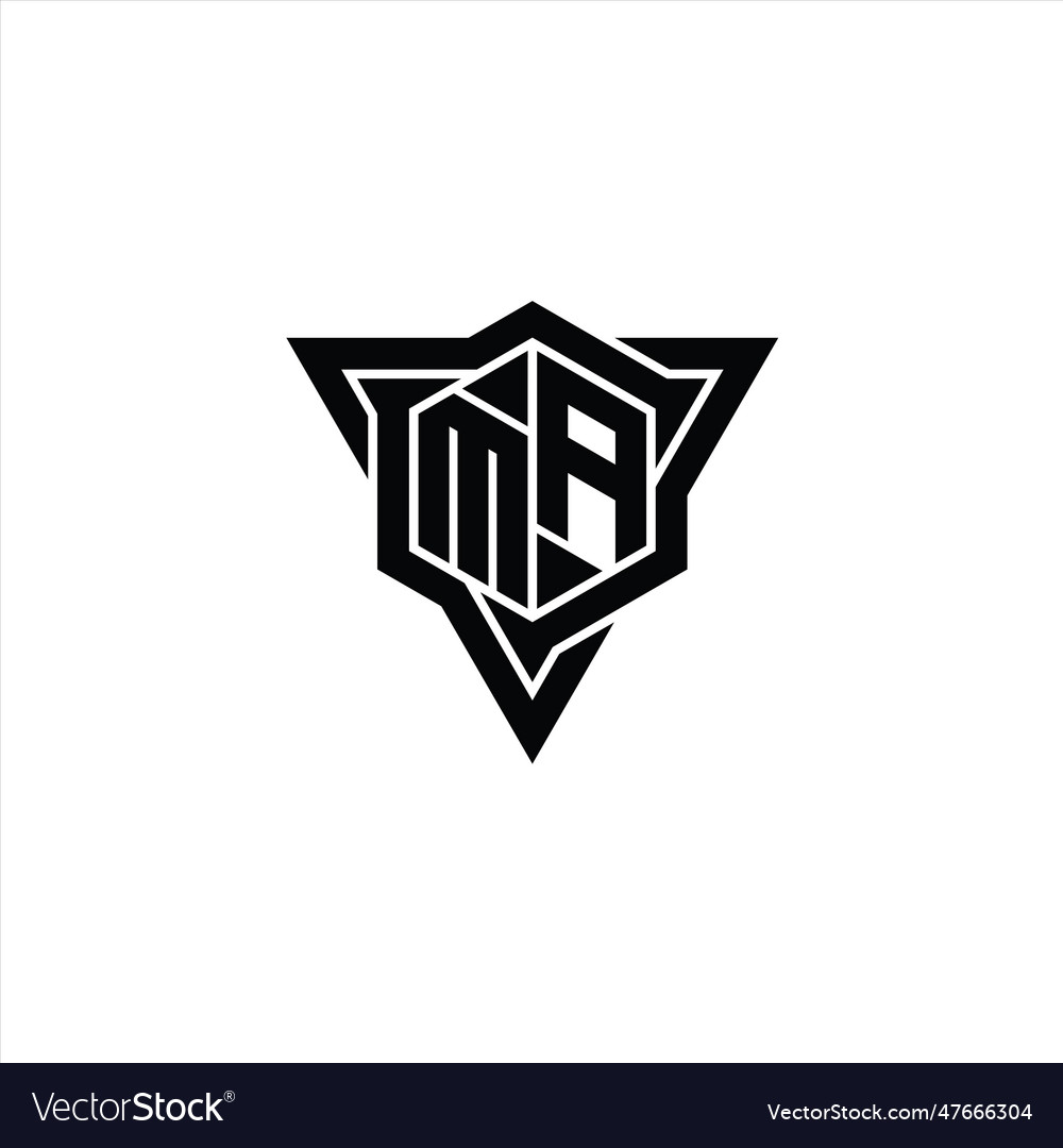 Ma logo monogram hexagon shape with triangle Vector Image Ma logo monogram hexagon shape with triangle