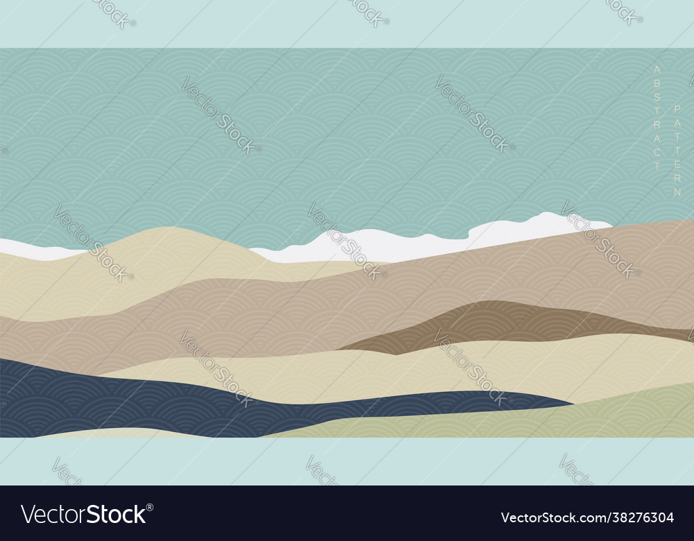 Mountain forest background with japanese pattern Vector Image