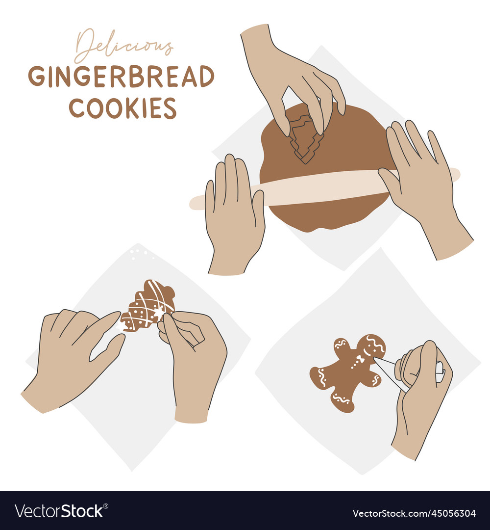 Process of making ginger cookies image hands