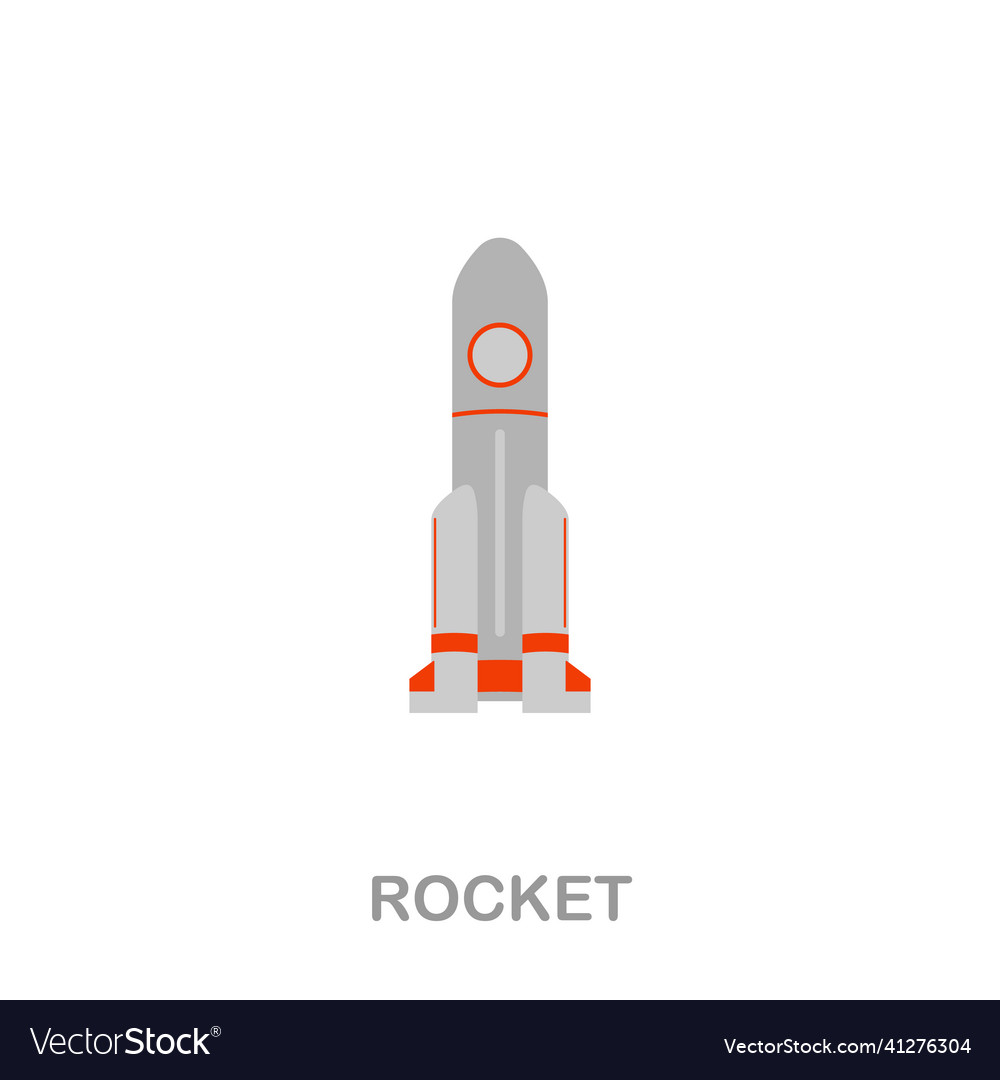 Rocket flat icon colored element sign from vector image Rocket flat icon colored element sign from