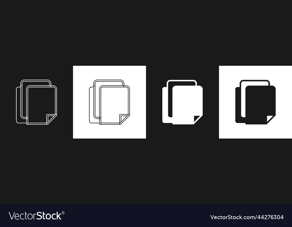 Set file document icon isolated on black and white vector image Set file document icon isolated on black and white