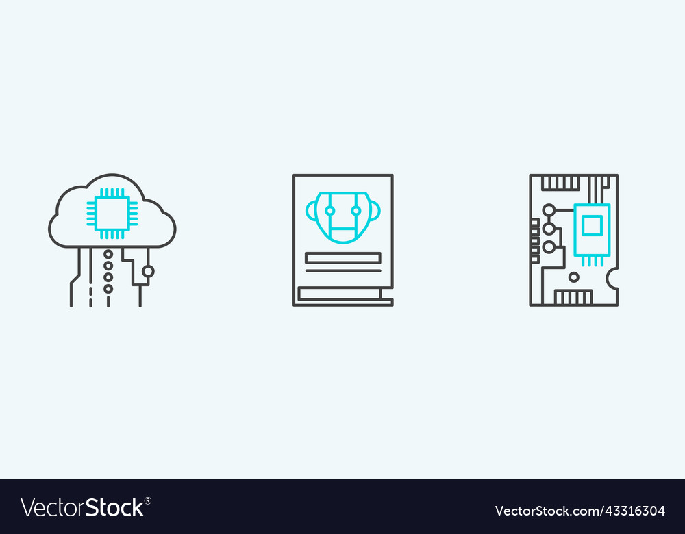 Set line electronic computer components vector image Set line electronic computer components
