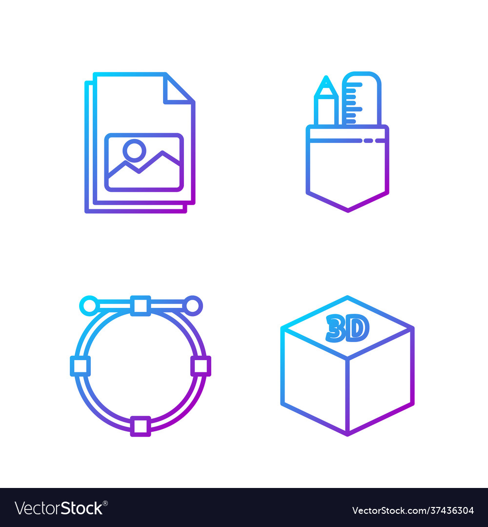 Set line isometric cube circle with bezier curve vector image Set line isometric cube circle with bezier curve