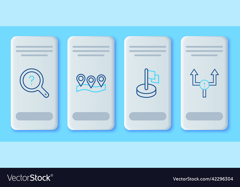 Set line location flag unknown search and arrow vector image Set line location flag unknown search and arrow