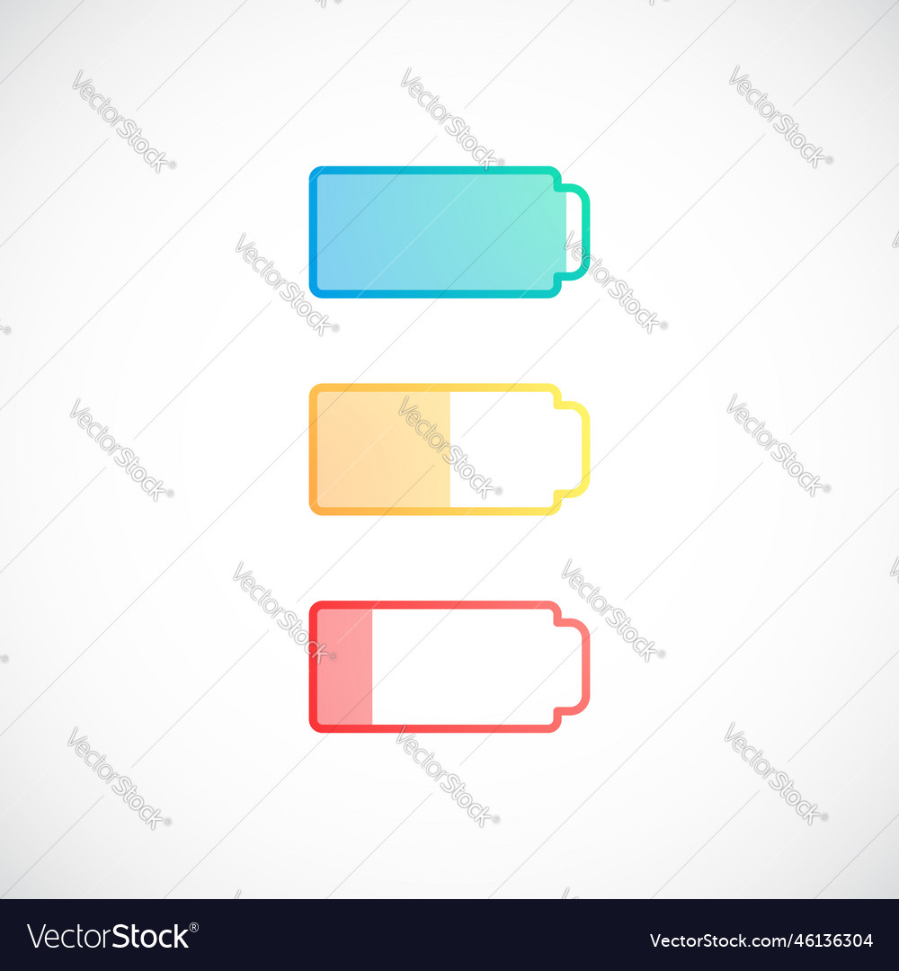 Set of battery with different level charge vector image Set of battery with different level charge