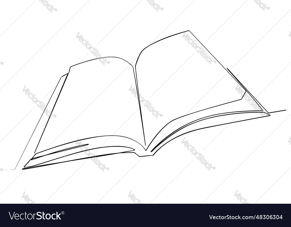 Simple sketch open book single one line art