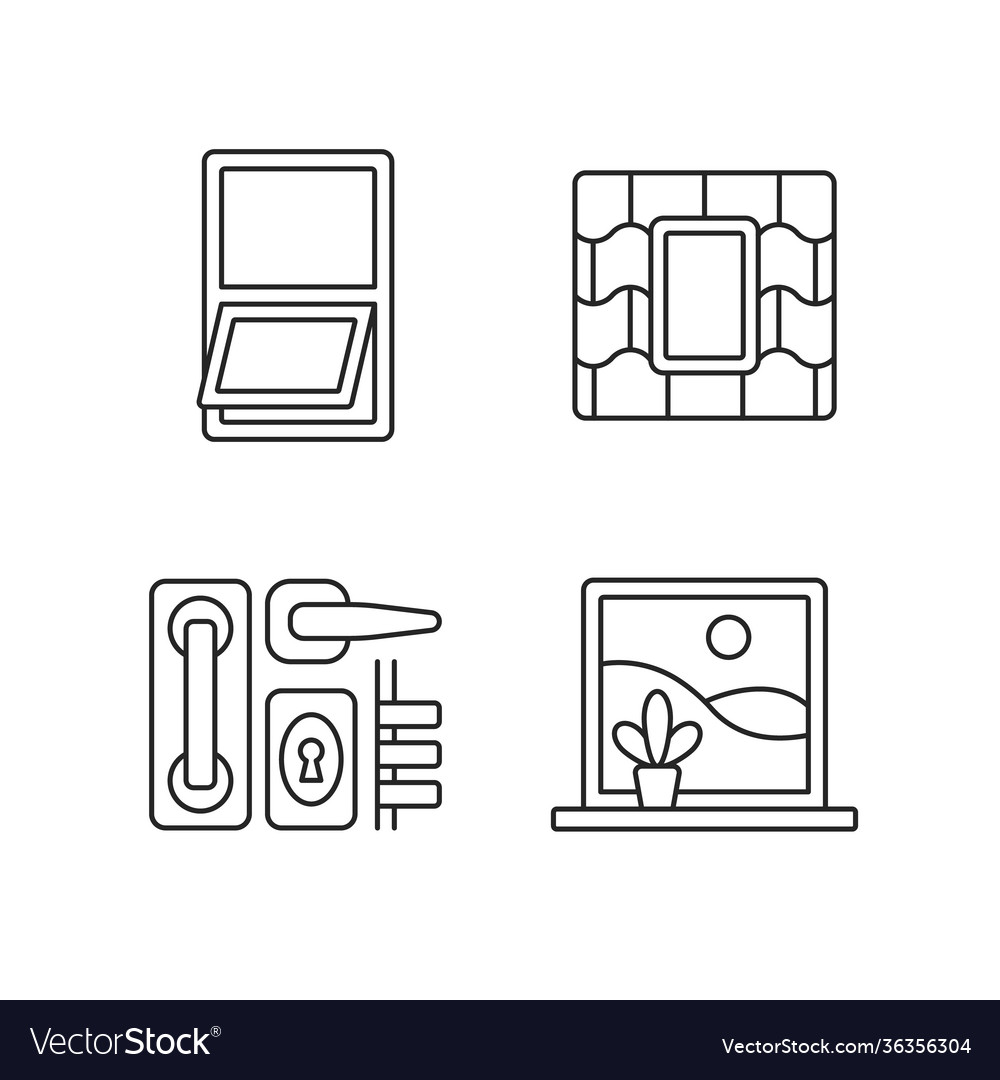 Windows replacement service linear icons set vector image Windows replacement service linear icons set