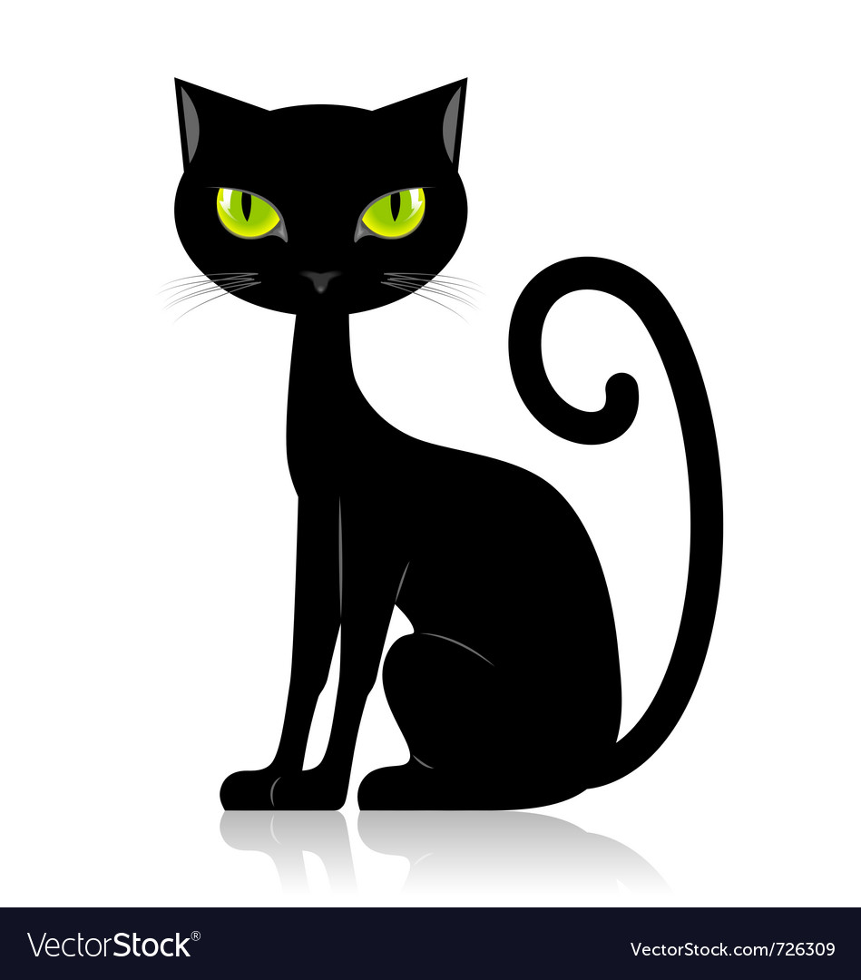 Black cat icon flat Royalty Free Vector Image - VectorStock