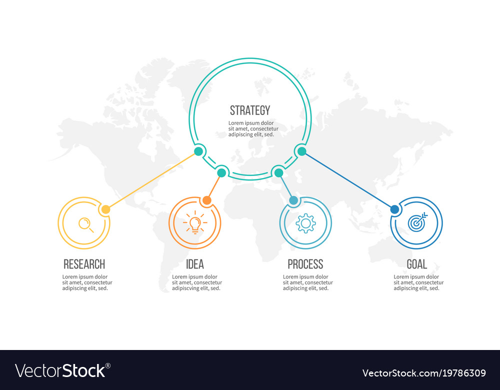 Business infographic organization chart with 4 Vector Image