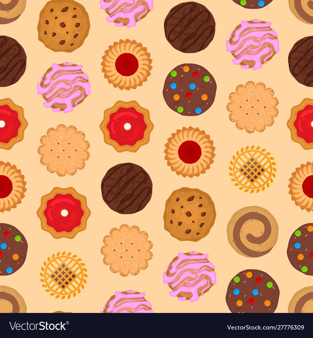 Cartoon Farbe rund Cookies nahtloses Muster