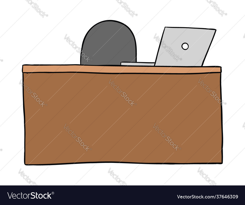 Cartoon desk and laptop Royalty Free Vector Image