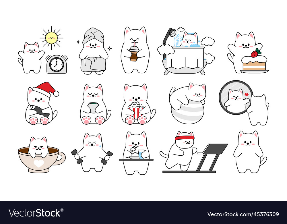 Collection of different cute little cats vector image Collection of different cute little cats