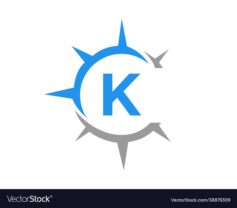 Compass logo design with k letter concept Vector Image