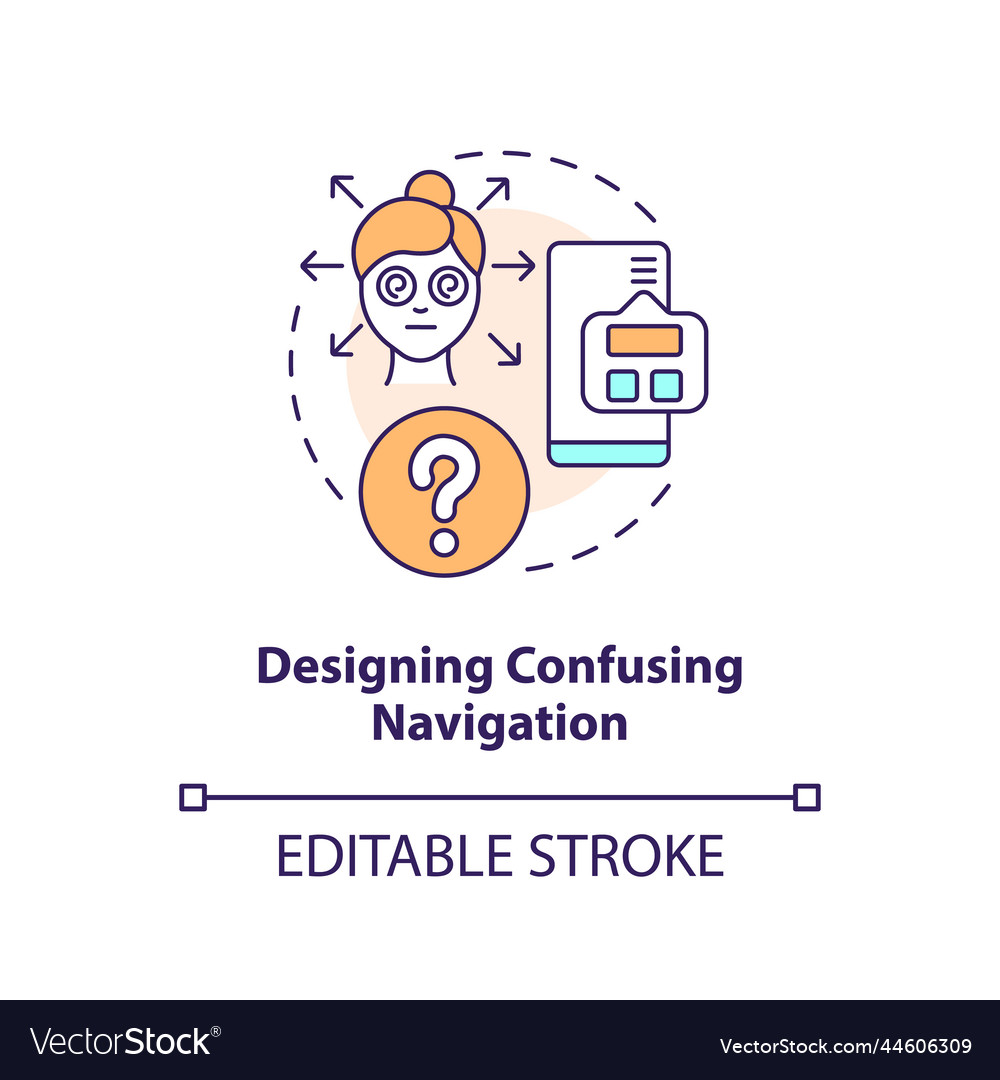 Designing confusing navigation concept icon vector image Designing confusing navigation concept icon