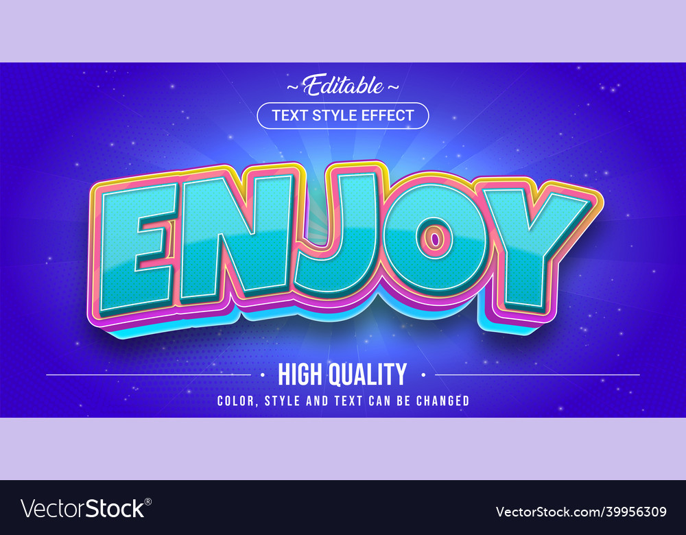 Editable text style effect - enjoy theme vector image Editable text style effect - enjoy theme