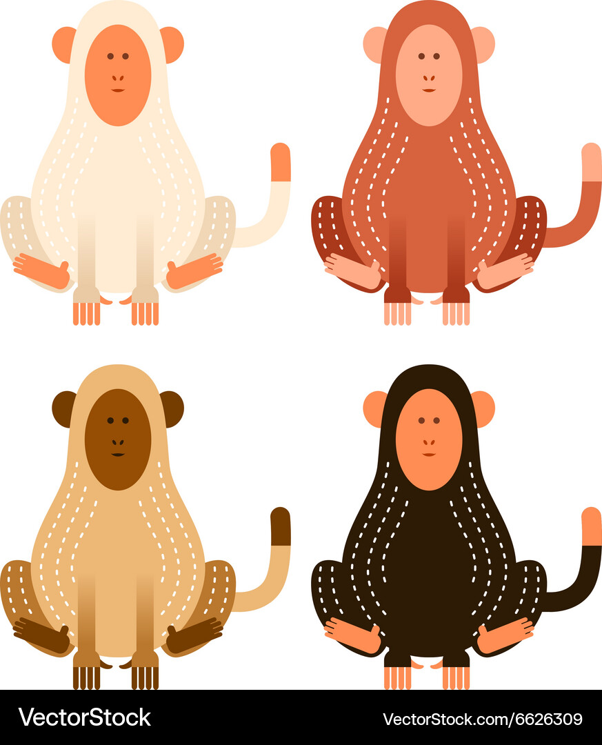 Flat cartoon monkeys Royalty Free Vector Image