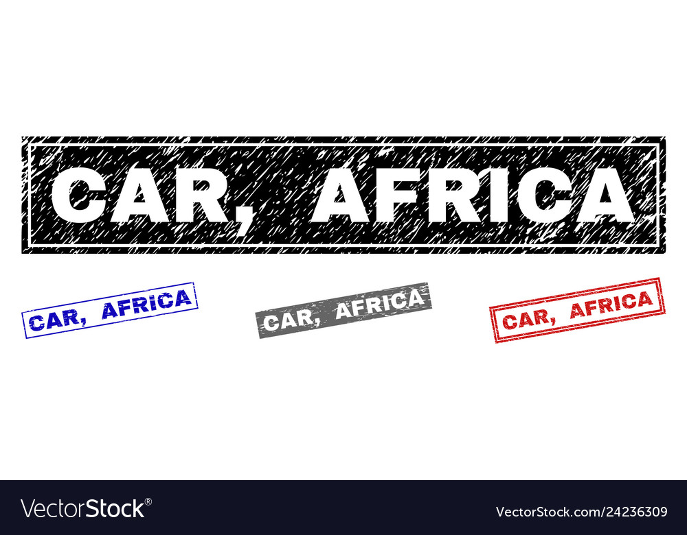 Grunge car africa scratched rectangle stamps