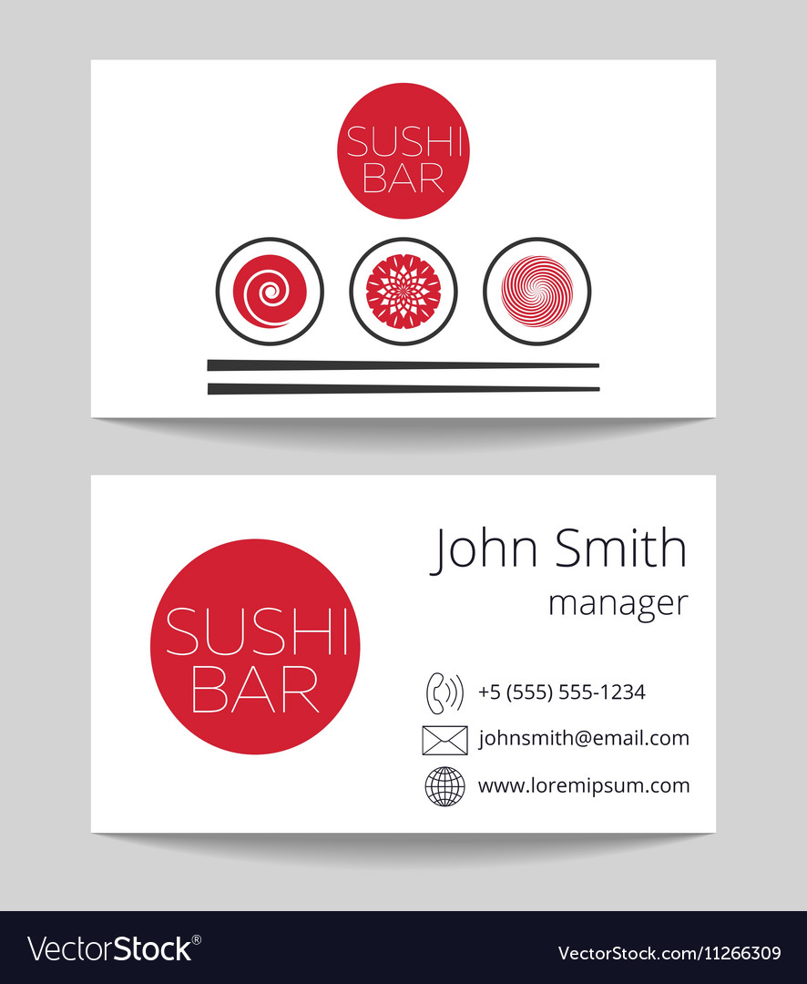 japanese sushi bar business card template vector image