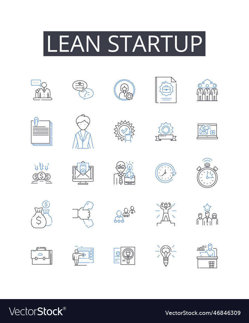 Lean startup line icons collection agile vector image Lean startup line icons collection agile