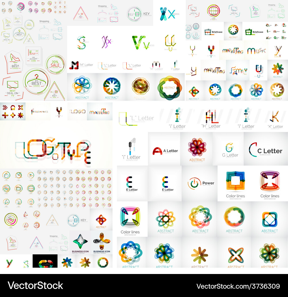 Logo mega collection Royalty Free Vector Image
