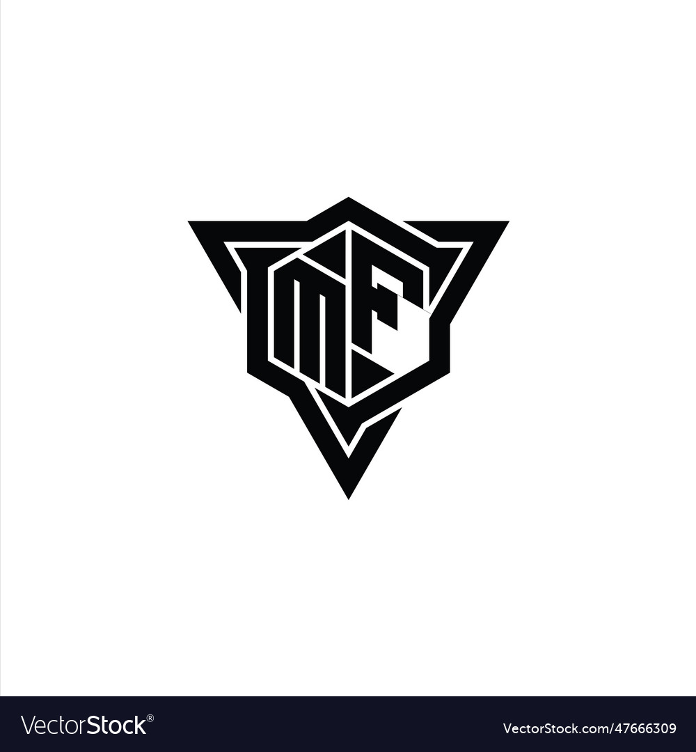 Mf logo monogram hexagon shape with triangle vector image Mf logo monogram hexagon shape with triangle
