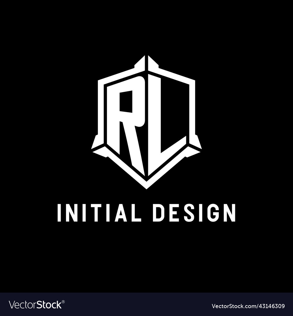 Rl logo initial with shield shape design style