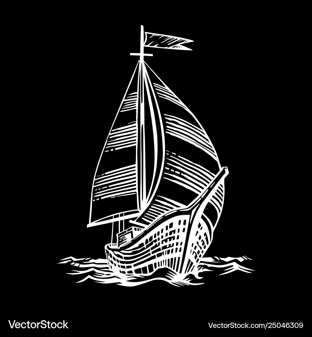 Sailing ship floating Royalty Free Vector Image