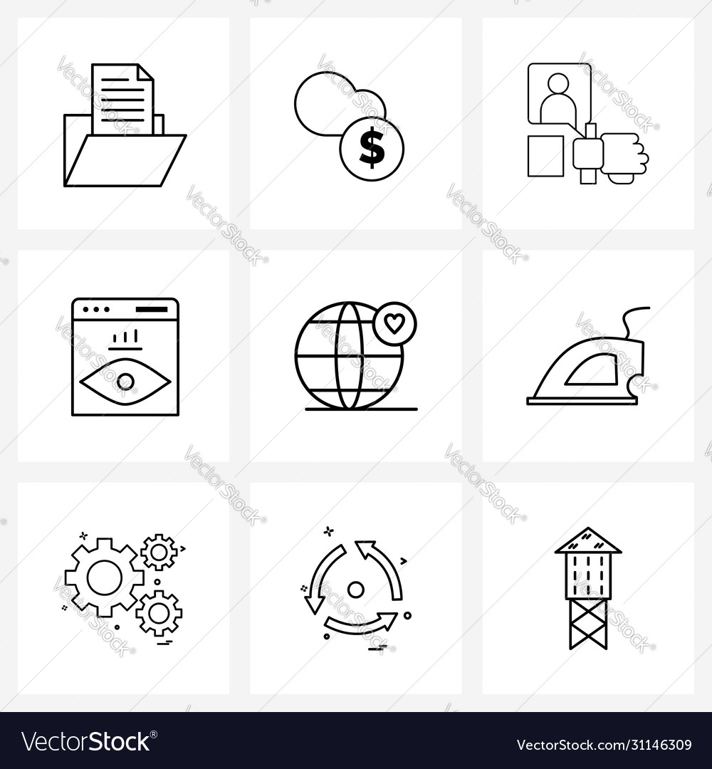 Set 9 simple line icons view impression