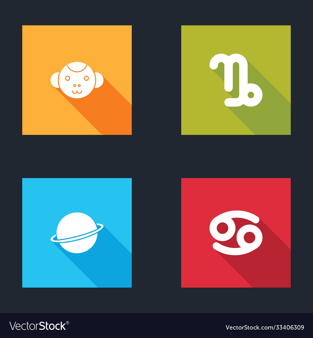 Set monkey zodiac capricorn planet saturn vector image Set monkey zodiac capricorn planet saturn