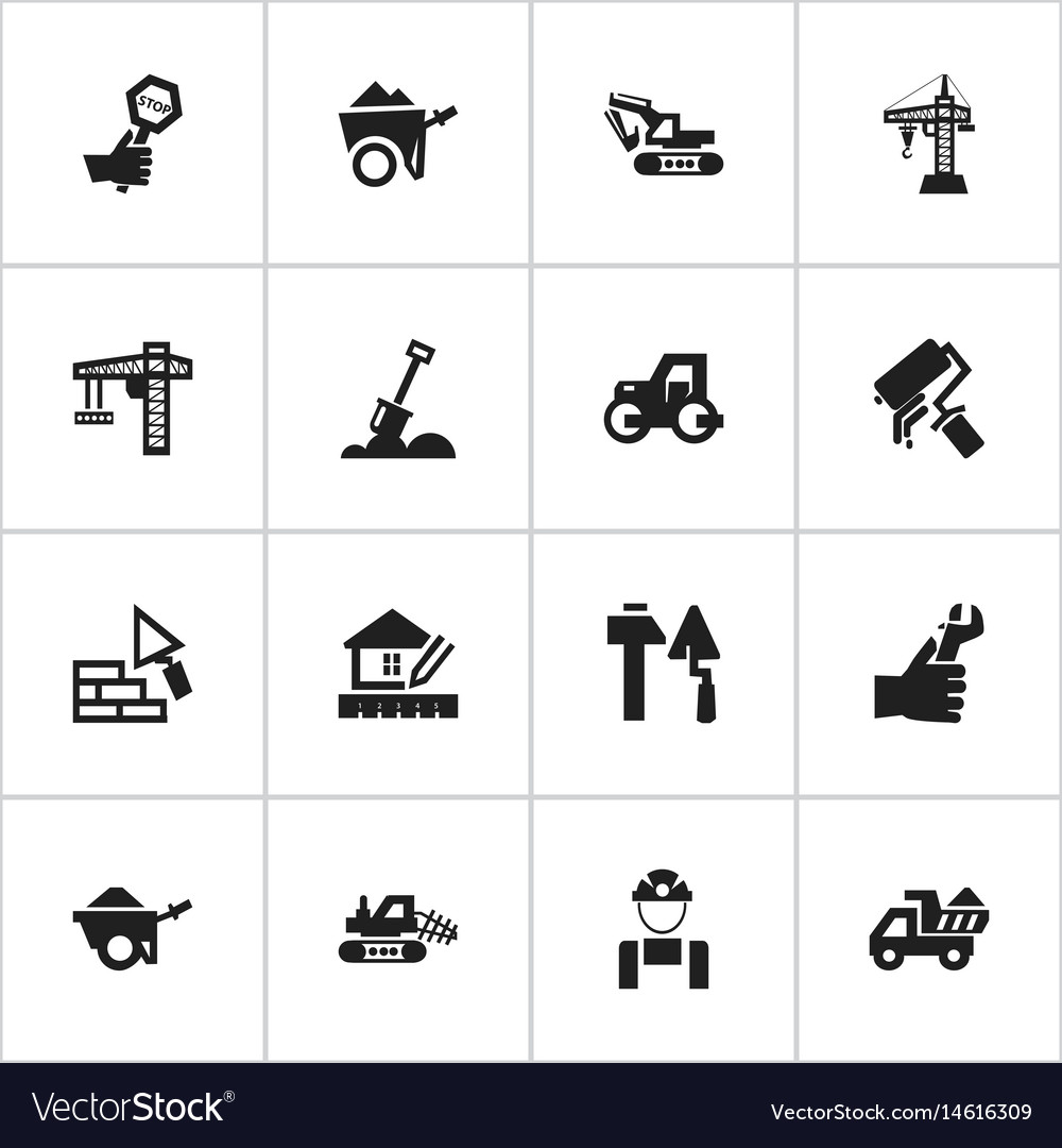 Set of 16 editable building icons includes